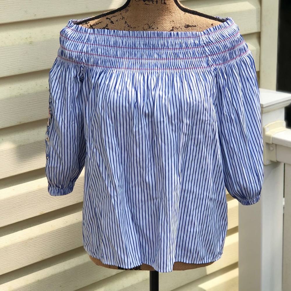 Rebellion Again Shirt White & Blue Medium